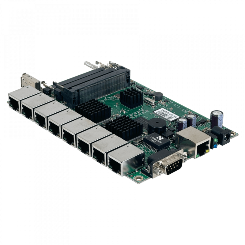 RouterBOARD MikroTik RB493G con 9 puertos Gigabit Ethernet y 3 ranuras miniPCI