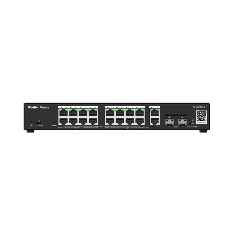 Ruijie | RG-ES220GS-P | Switch PoE administrable de 20 puertos
