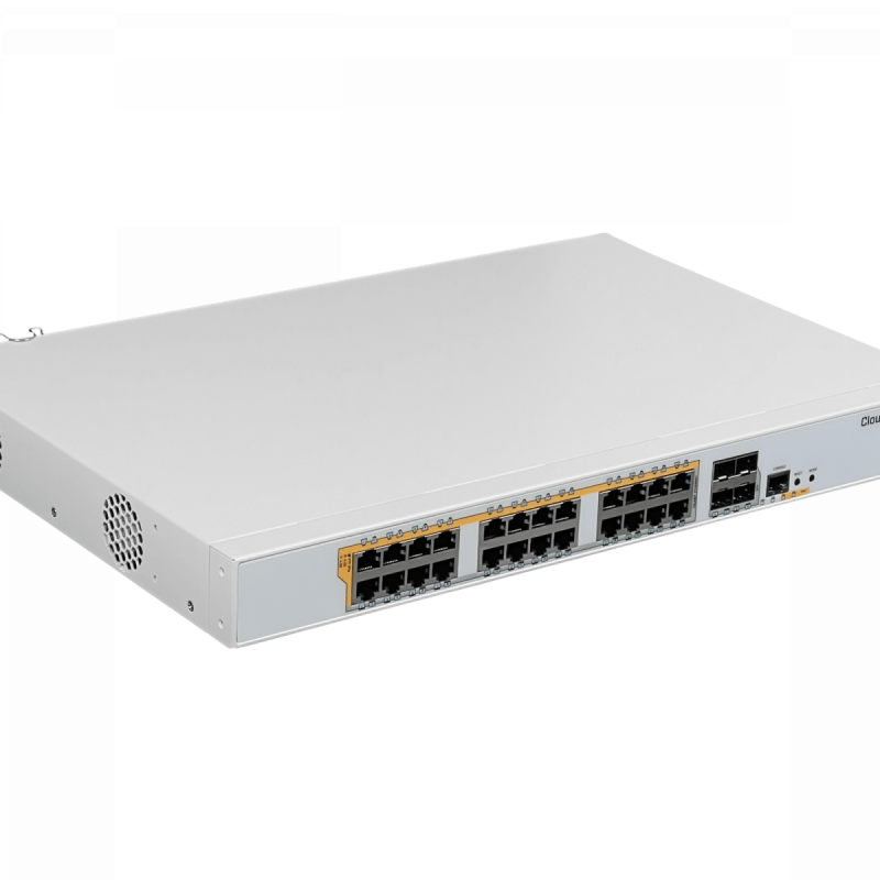 Switch MikroTik CRS328-24P-4S+RM con 24 puertos Gigabit PoE y 4 puertos SFP+